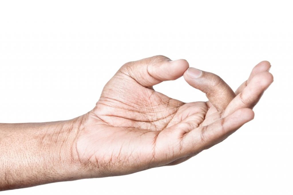 hand fingers in akash mudra