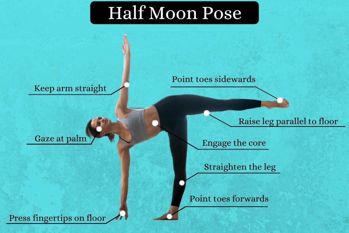 half moon pose steps