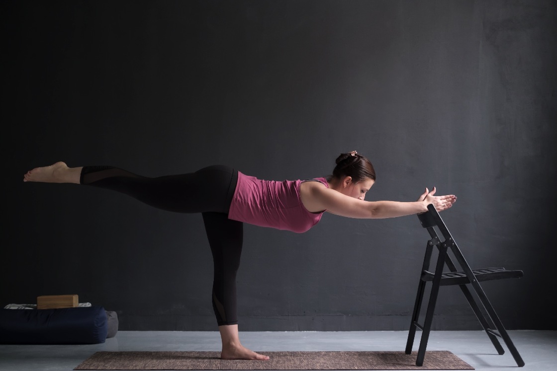warrior 3 pose modification with chair