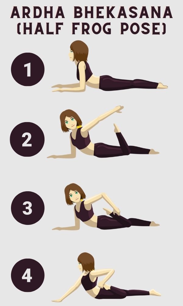 Ardha Bhekasana (Half Frog Pose) steps