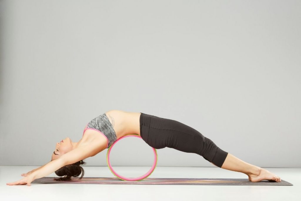 chakrasana modification on yoga wheel