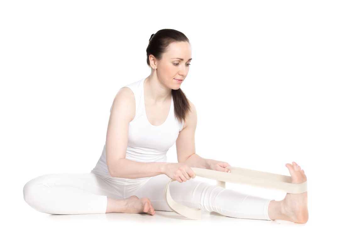 janu sirsasana modification with strap