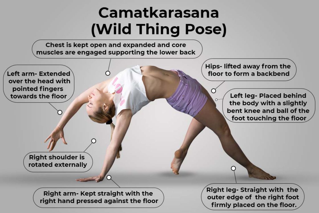 how to do camatkarasana(wild thing pose)