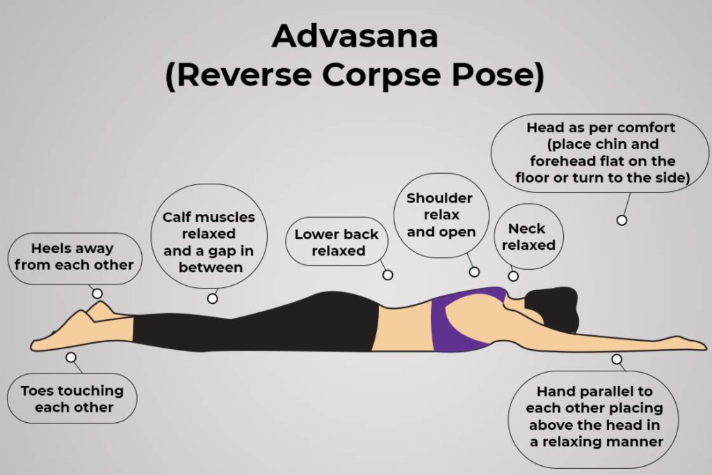 how to do advasana (reverse corpse pose) cues