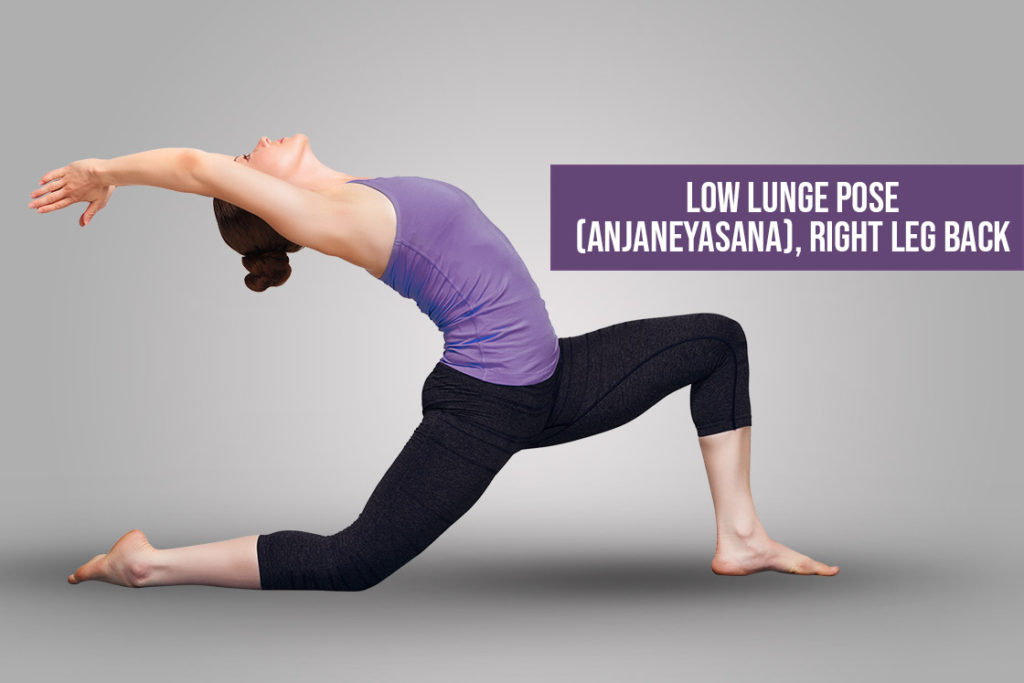 low lunge pose right leg backward